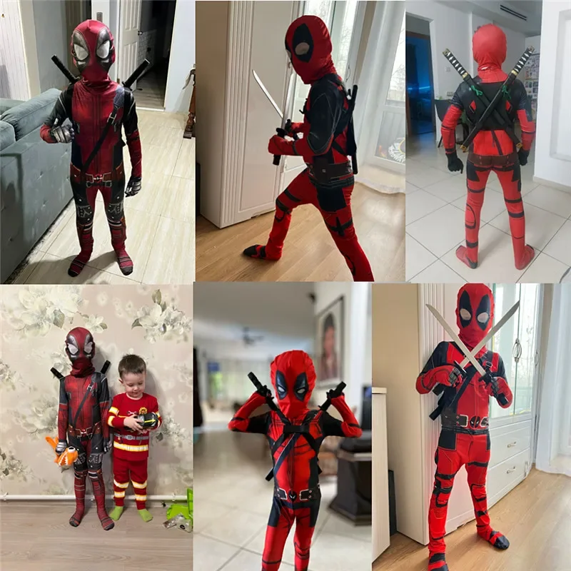 3-12Y Kids Deadpool Costume wi - Cosplay Prop Sword 评论和价格