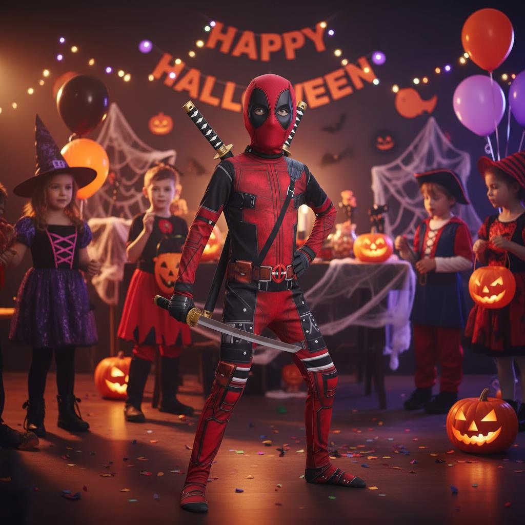 3-12Y Kids Deadpool Costume wi - Cosplay Prop Sword 评论和价格